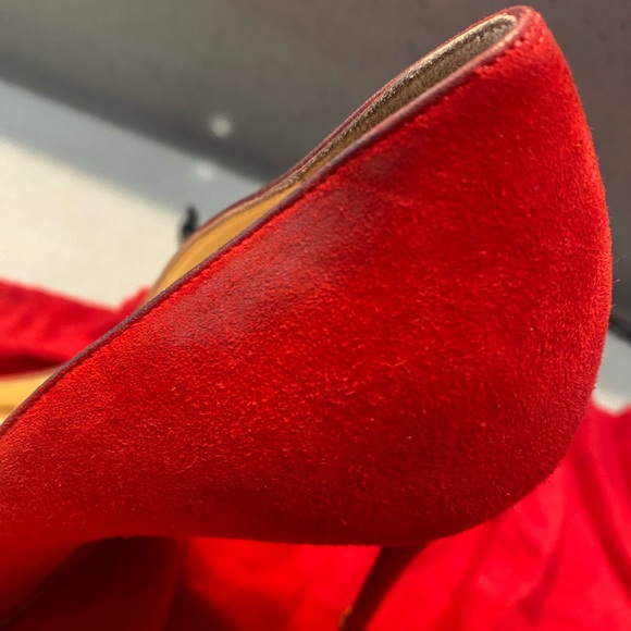 Christian Louboutin Pigalle Follies 100 Suede Oeillet Red 37.5 - Picture 7 of 12